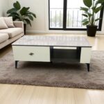 Mesa Centro Melamina Estilo Mármol 60x120x43cm